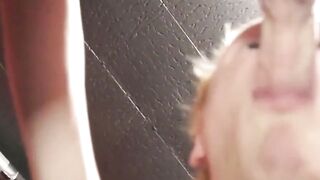 Skinny blonde delivers moaning blowjob with expert technique