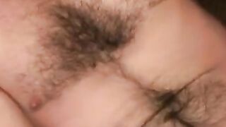 Mature man shows hairy bod while tugging fat dick