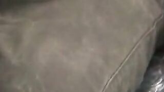 Mature man shows hairy bod while tugging fat dick
