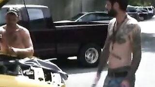 Hairy old guy jerks and cums on his stomach