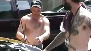 Hairy old guy jerks and cums on his stomach