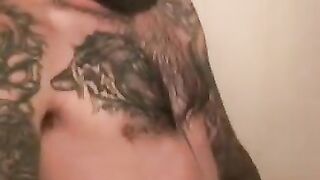 Hairy old guy jerks and cums on his stomach