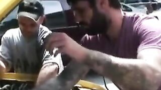 Hairy old guy jerks and cums on his stomach