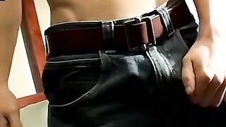 Adorable straight boy cums from intense solo play