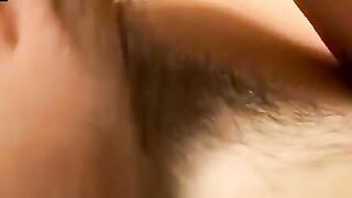 Hairy amateur works cock till thick cum appears