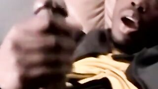 Mature gay feeds black amateur his thick dripping cock