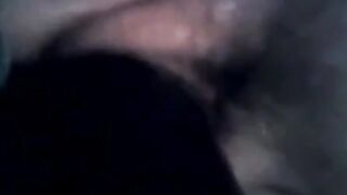 Hairy BBW Plays with Huge Black Dildo on Webcam