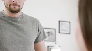Jenny Fer sucks stepbrothers big cock to hide pregnancy test