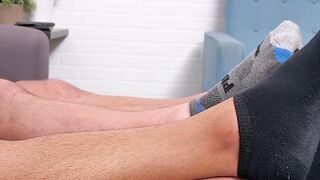 Dan Edwards kneels adoring Drew and Travis Mavericks feet