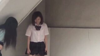 Two students tailed by a watcher for their pee captures