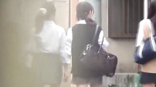 Imagine seeing Japanese babes soaking one shared bag with pee
