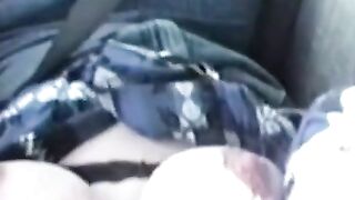 Big-Tits Girl Flashes Truckers in Car Softcore Video