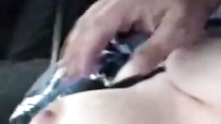 Big-Tits Girl Flashes Truckers in Car Softcore Video