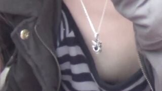 Succulent Japanese tiny tits excite this peeper in public