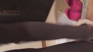 Japanese babes golden stream fills the container on camera
