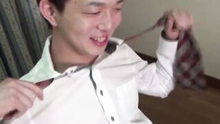 Young Japanese erupts thick load from hard wanking