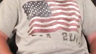 Hairy stud erupts thick cum after edging