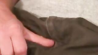 Hairy stud erupts thick cum after edging