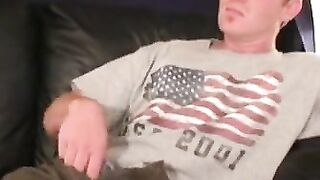 Hairy stud erupts thick cum after edging