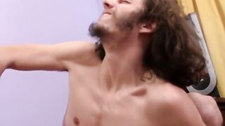 Str8Thugs.com - Naked dude with only sneakers on wanking while squatting for an inten