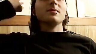 Skinny Slip tugs his cock alone to completion