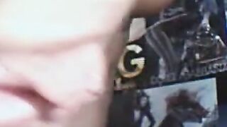 Close-up webcam footage of a woman's pussy and ass