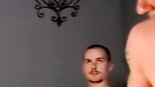 Tatted jock jerked off then sucked by expert cumslut