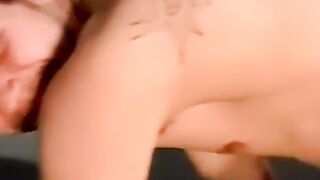 Tatted jock jerked off then sucked by expert cumslut