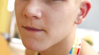 Twink Tommy Sweet jerks off in a jockstrap till explosion