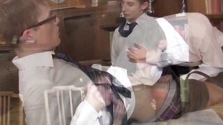 Kevin Ateah bends Skylar Blu over classroom desk for raw slam