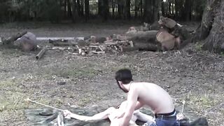 BondageBadBoy.com - Damien Rage takes zapping and endures pain on tarp