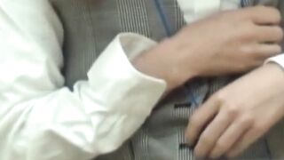 Japanese clerk exhausted from work plays with cunt