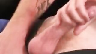 Rough stud cums everywhere from solo wank