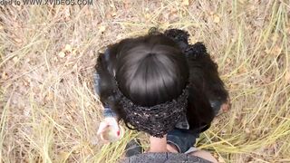 Pee on my mouth and hair into the autumn forest.
