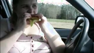 Big Hooters Fiance Eats Burger and Fries and Drinks – Titty Gains