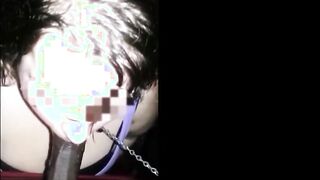 Collared & Leashed BBW Submissive Skank Offer bbcs Sloppy Blowjob
