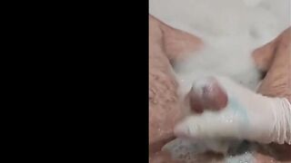 Hand Job with Pvc into hot tub