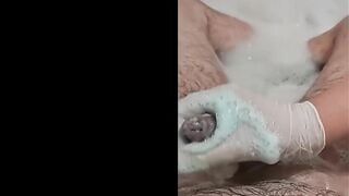 Hand Job with Pvc into hot tub