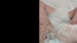 Hand Job with Pvc into hot tub