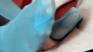 Devils Pedicure with blue Nylons