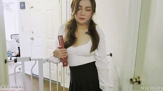 Having Fun with Homemade Tutor Again and Cumming on Stockings Part two - NicoLove
