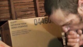 Inked stud moans as kinky boyfriend sucks him completely dry
