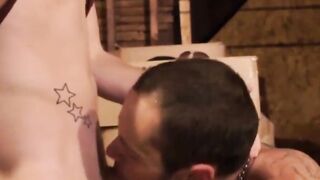 Inked stud moans as kinky boyfriend sucks him completely dry