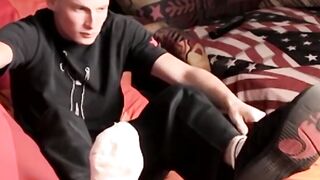 Straight Hank loves showing off bare feet for eager viewers