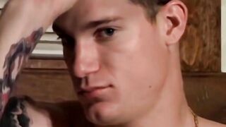 Handsome Glock rubs his cock against his own sexy feet