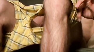 Handsome Glock rubs his cock against his own sexy feet