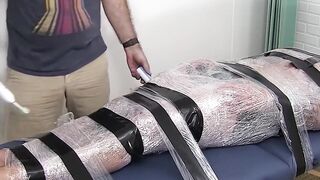 Helpless muscle slave broken by relentless tickle domination
