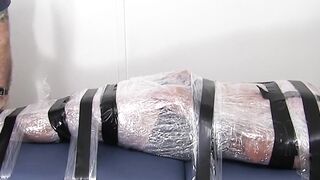 Helpless muscle slave broken by relentless tickle domination