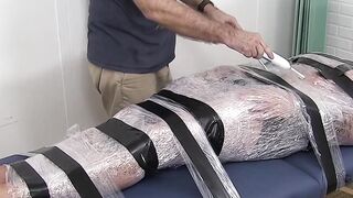 Helpless muscle slave broken by relentless tickle domination