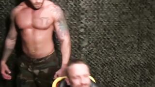 Kinky captor shocks Dirk Cabers nipples cock and balls cruelly